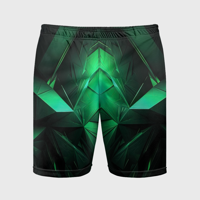 Мужские шорты спортивные Неизведанные пути зеленой абстракции фото
