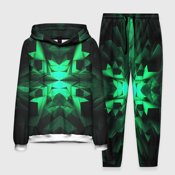 Мужской костюм с толстовкой 3D Абстрактное погружение в зелень фото