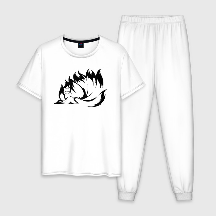 Мужская пижама хлопок Черная лисица кицунэ фото