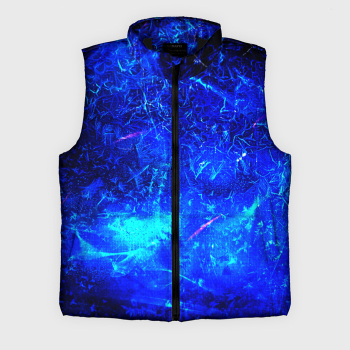Мужской жилет утепленный 3D Синий лёд и снежинки фото