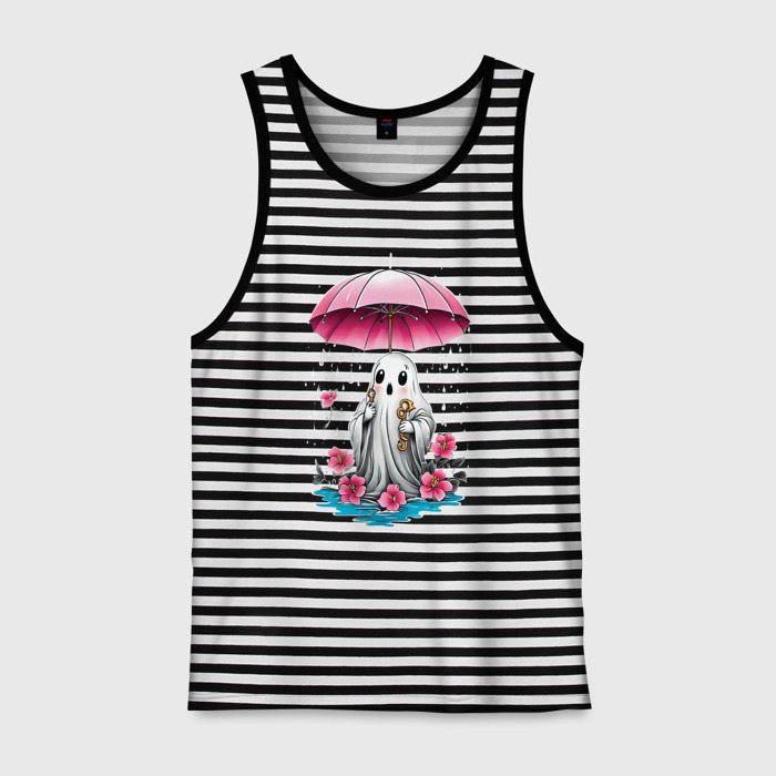 Мужская майка хлопок Приведение под зонтиком фото