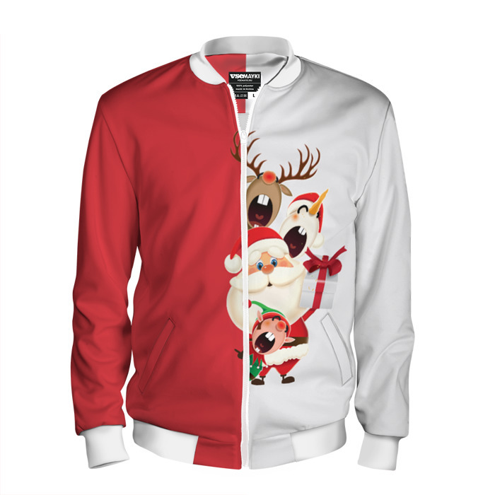 Мужской бомбер 3D Новогодние персонажи фото