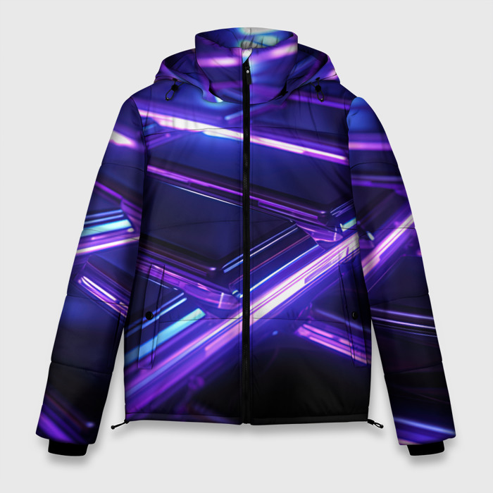 Мужская зимняя куртка 3D Фиолетовые  неоновые  плиты фото