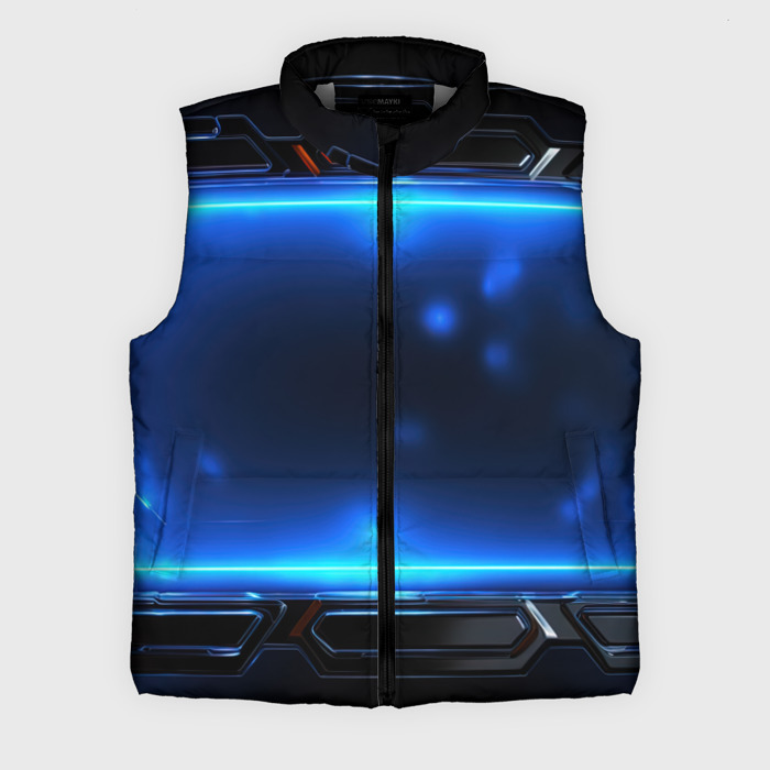 Мужской жилет утепленный 3D Синий неоновый  экран фото