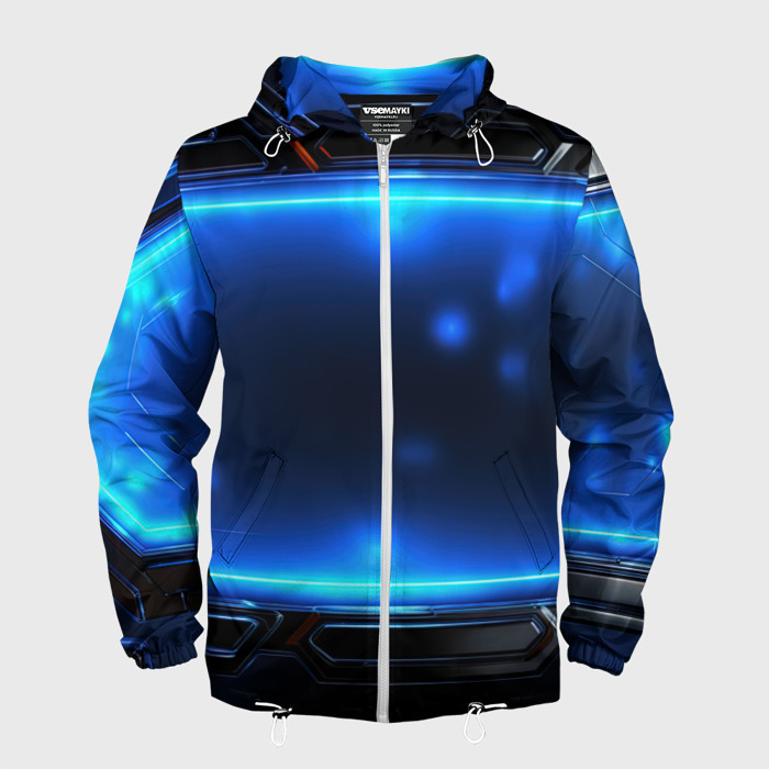 Мужская ветровка 3D Синий неоновый  экран фото