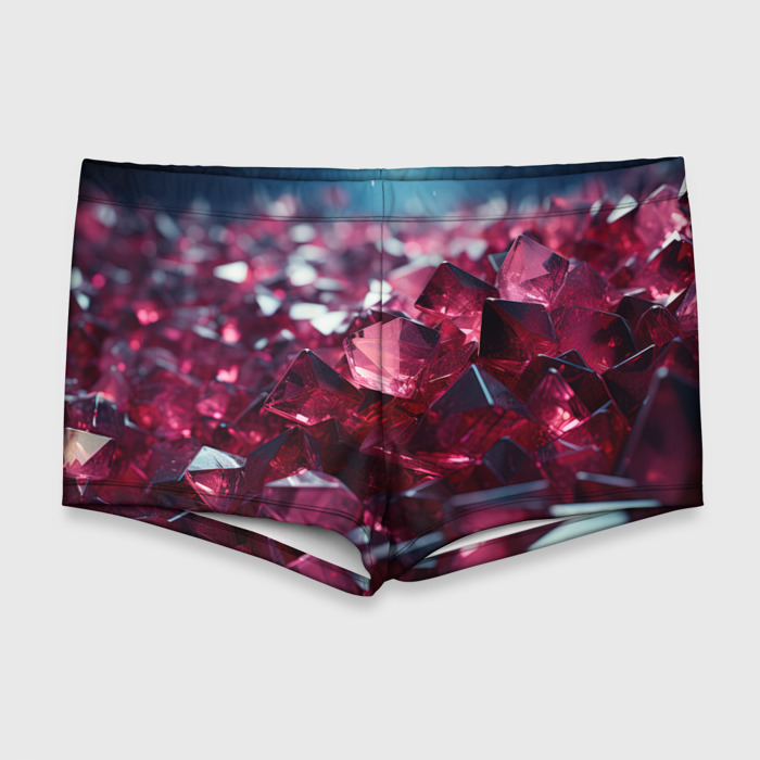 Мужские купальные плавки 3D Фиолетовые и  розовые алмазы фото