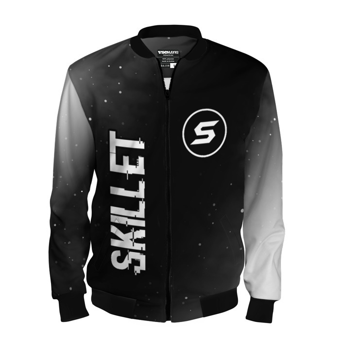 Мужской бомбер 3D Skillet glitch на темном фоне вертикально фото