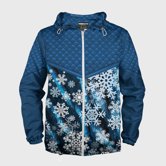 Мужская ветровка 3D Стёганные ромбы и снежинки фото