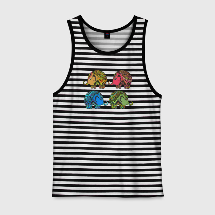 Мужская майка хлопок Разноцветные слоны фото