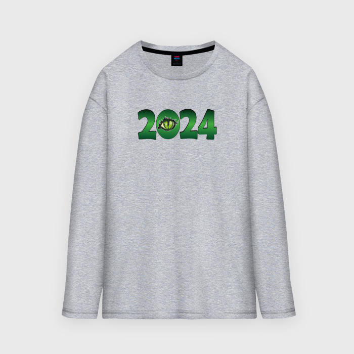 Мужской лонгслив oversize хлопок Взгляд дракона  2024 фото