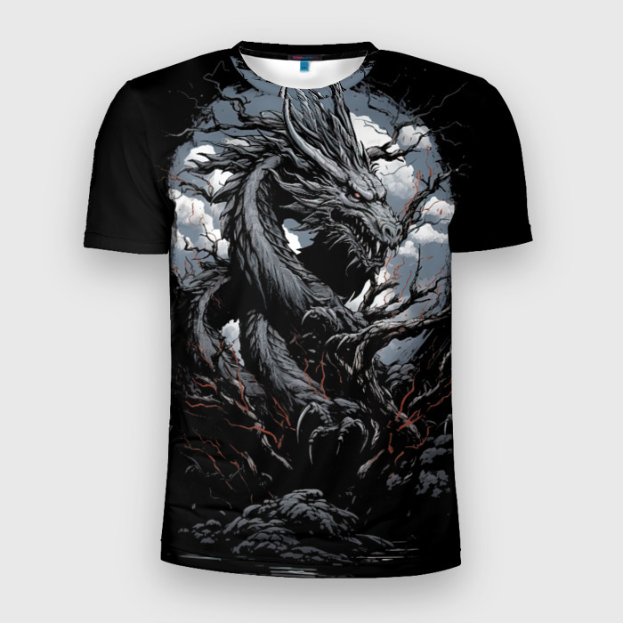 Мужская футболка 3D Slim Дракон ярких фейерверков 2024 фото