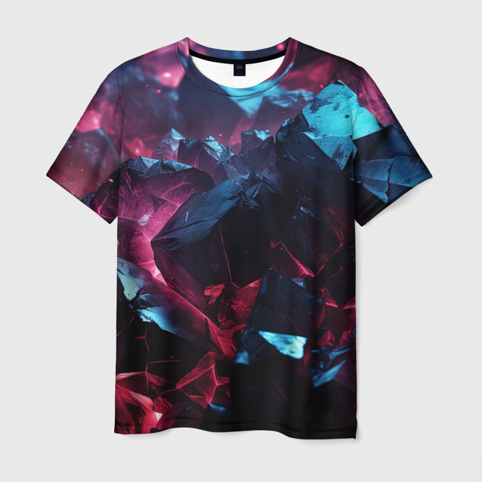 Мужская футболка 3D Камни в фиолетовой пустоте фото
