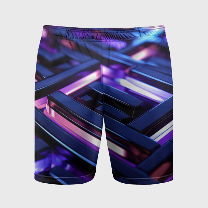Мужские шорты спортивные Фиолетовые неоновые конструкции фото