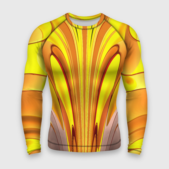 Мужской рашгард 3D Вытянутые желтые полосы фото
