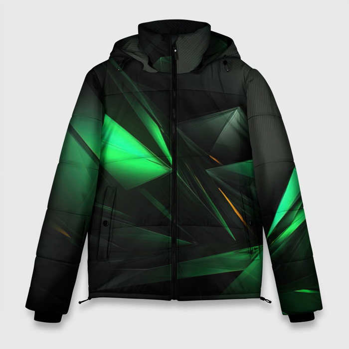 Мужская зимняя куртка 3D Зеленая   геометрическая абстракция фото