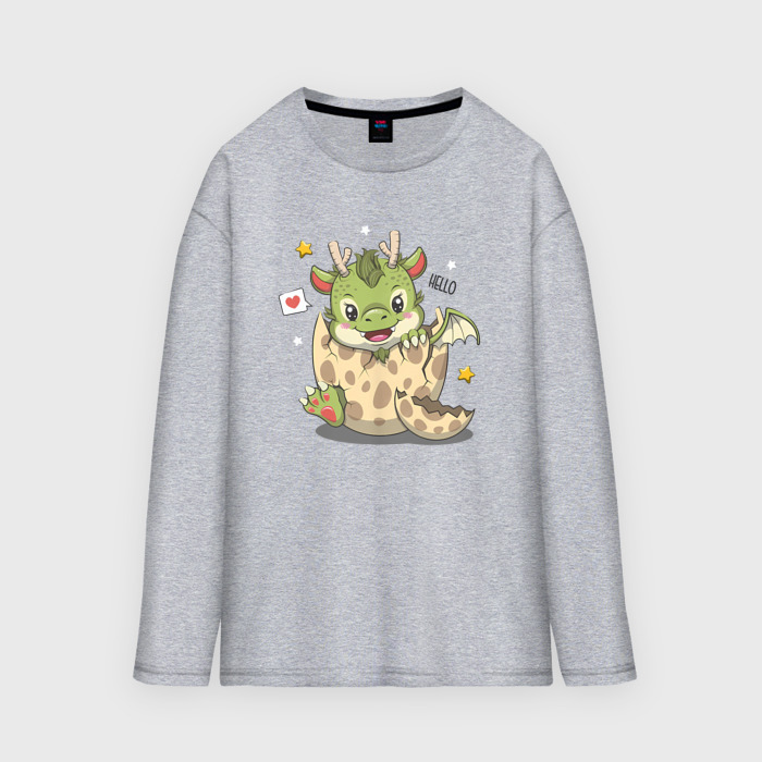 Мужской лонгслив oversize хлопок Дракончик фото