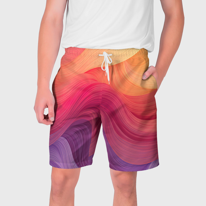 Мужские шорты 3D Желтый красный фиолетовый градиент фото