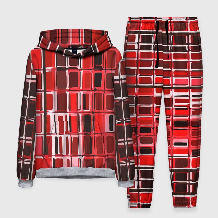 Мужской костюм с толстовкой 3D Красные прямоугольники фото