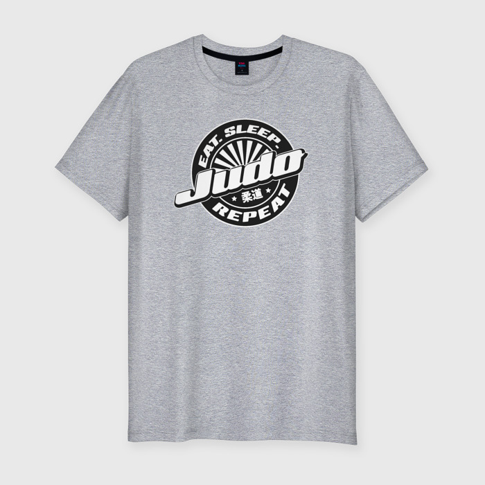 Мужская футболка хлопок Slim Дзюдо день фото