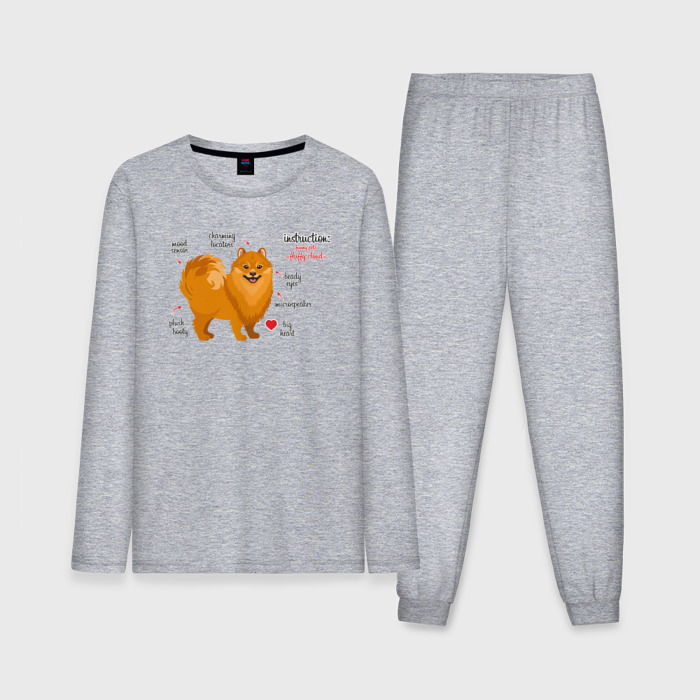 Мужская пижама с лонгсливом хлопок Шпиц  funny pet фото