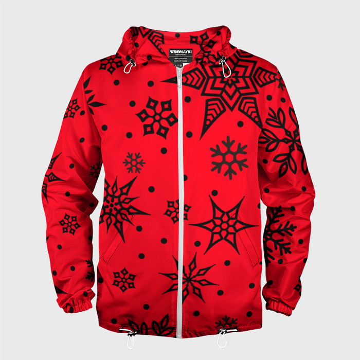 Мужская ветровка 3D Праздничный снег фото