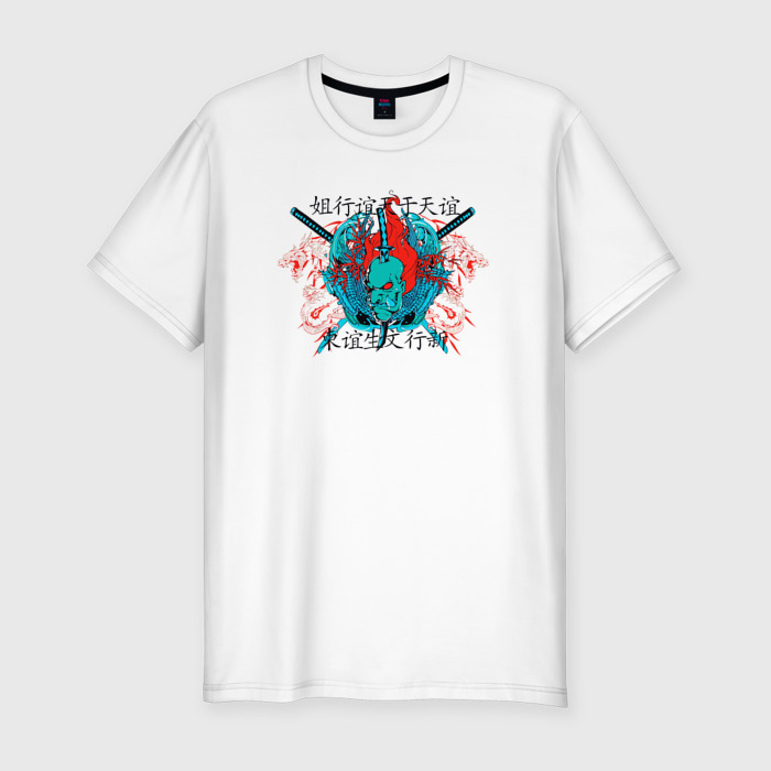 Мужская футболка хлопок Slim The samurai mascot фото