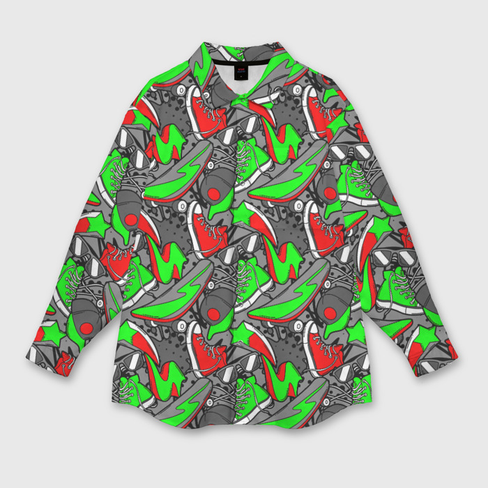 Мужская рубашка oversize 3D Разноцветные кеды фото