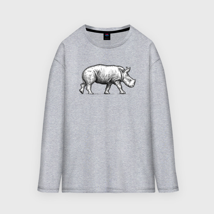 Мужской лонгслив oversize хлопок Носорожик спешит фото