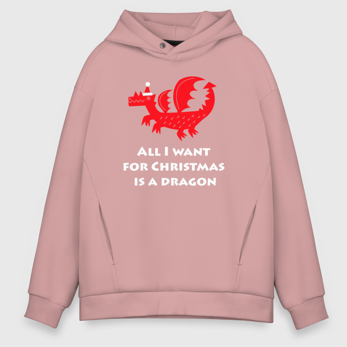 Мужское худи Oversize хлопок Хочу дракона на Рождество фото