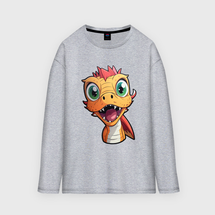 Мужской лонгслив oversize хлопок Милый маленький новогодний дракоша фото