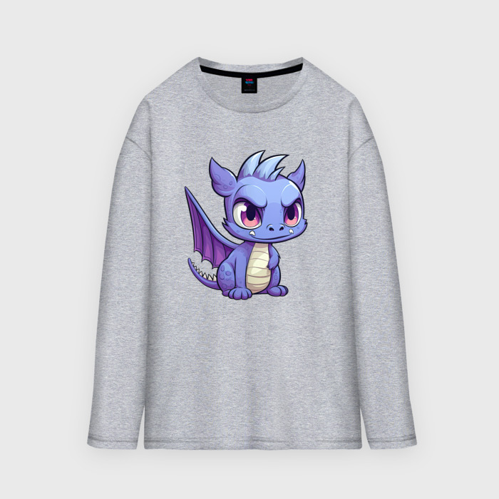 Мужской лонгслив oversize хлопок Милый маленький  новогодний дракоша фото