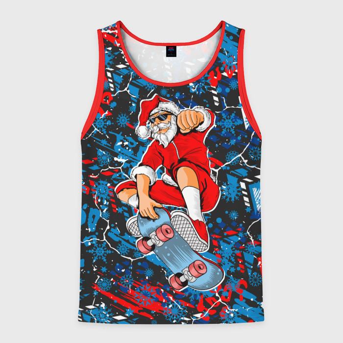 Мужская майка 3D Санта Клаус на скейтборде фото