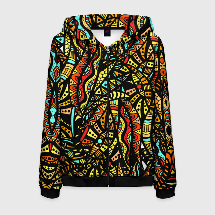 Мужская толстовка 3D на молнии Африканская живопись фото