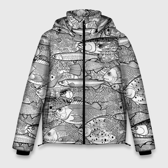 Мужская зимняя куртка 3D Экзотические рыбы в кораллах фото