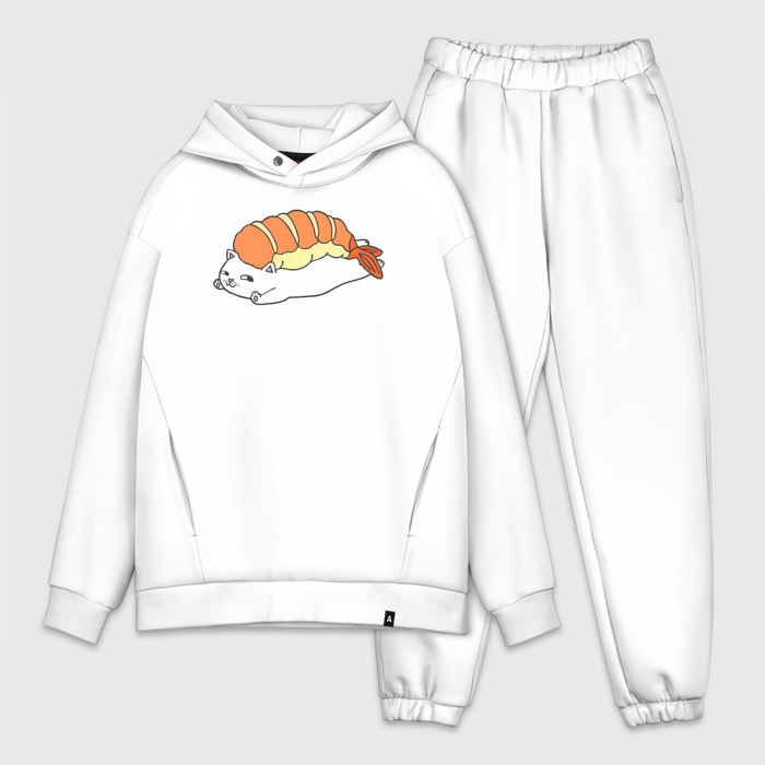 Мужской костюм oversize хлопок Суши котик фото