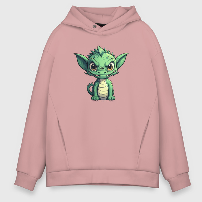 Мужское худи Oversize хлопок Дракон с крыльями 2024 фото