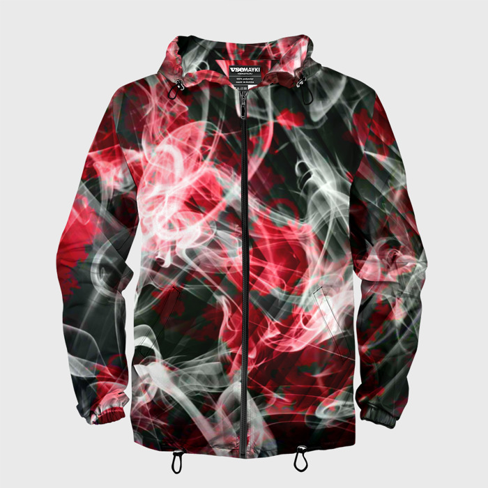 Мужская ветровка 3D Серые узоры дым фото
