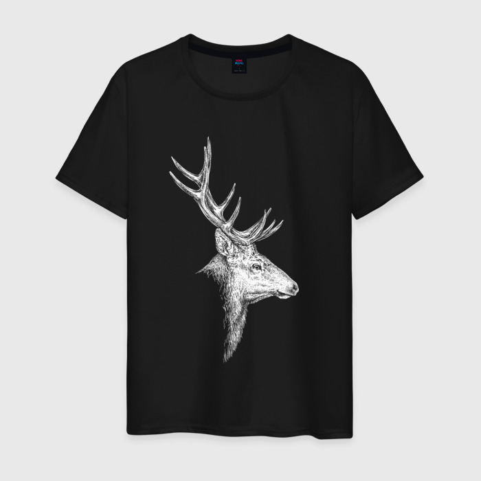 Мужская футболка хлопок Профиль оленя белый фото