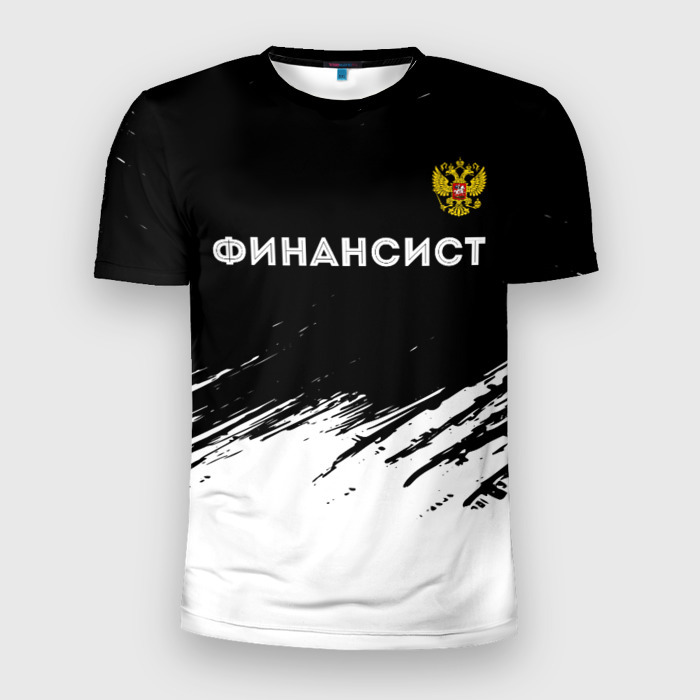 Мужская футболка 3D Slim Финансист из России и герб РФ посередине фото