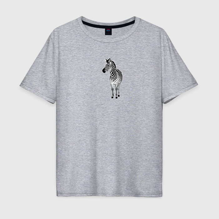 Мужская футболка хлопок Oversize Зебра в полный рост фото