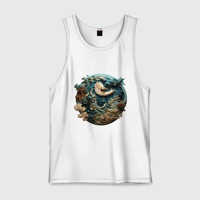 Мужская майка хлопок Китайский дракон в круге фото