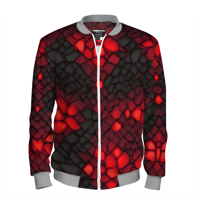 Мужской бомбер 3D Красный трескающийся камень фото