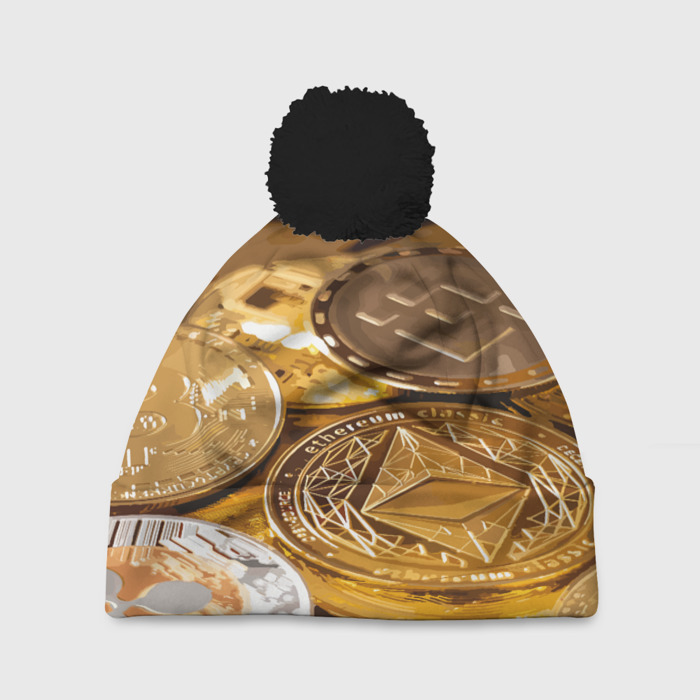 Шапка 3D c помпоном Виртуальные монеты фото