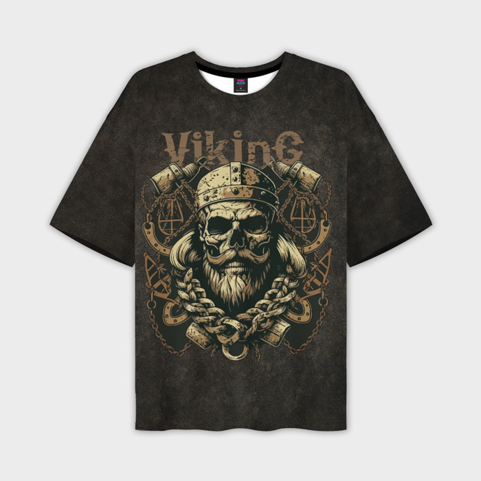 Мужская футболка oversize 3D Викинг скелет фото