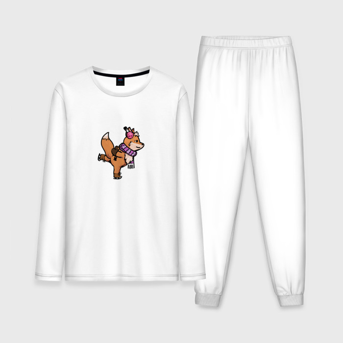 Мужская пижама с лонгсливом хлопок Лисичка на катке фото