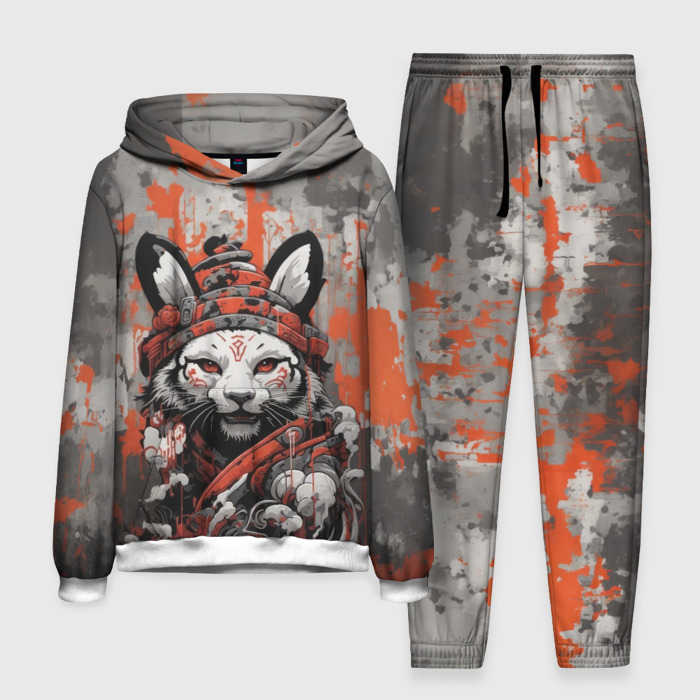 Мужской костюм с толстовкой 3D Ушастый тигр фото