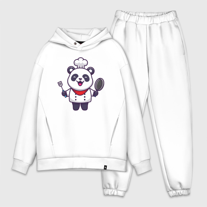 Мужской костюм oversize хлопок Повар панда фото