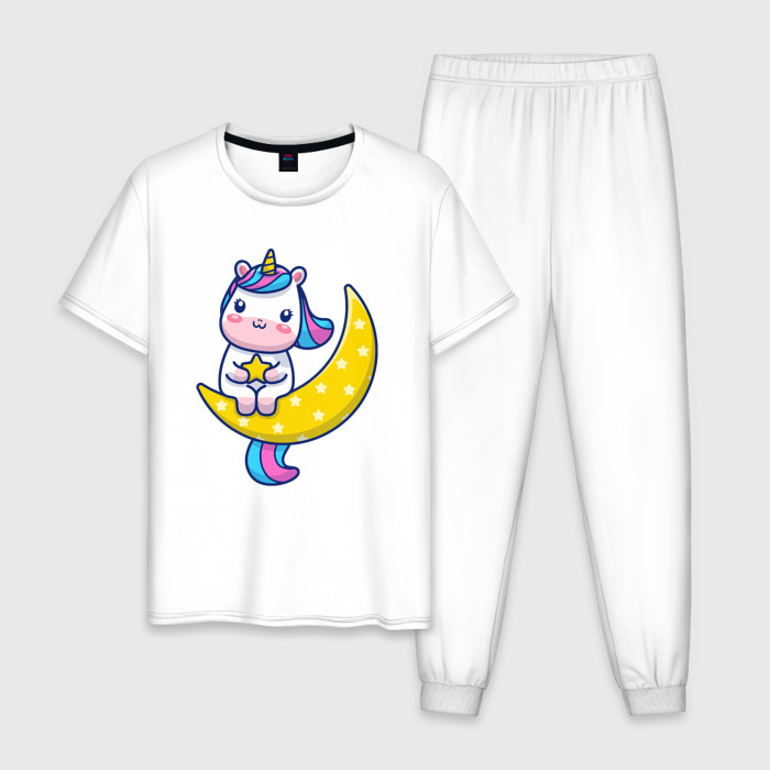 Мужская пижама хлопок Единорог на луне фото
