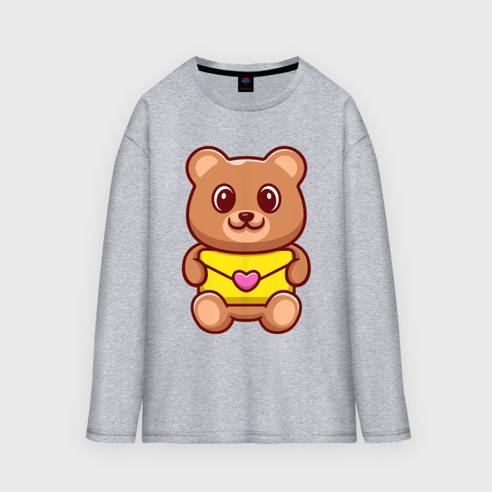 Мужской лонгслив oversize хлопок Мишка с любовным письмом фото