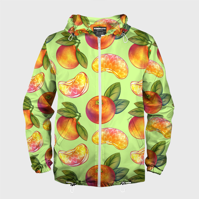 Мужская ветровка 3D Мандарины с дольками фото